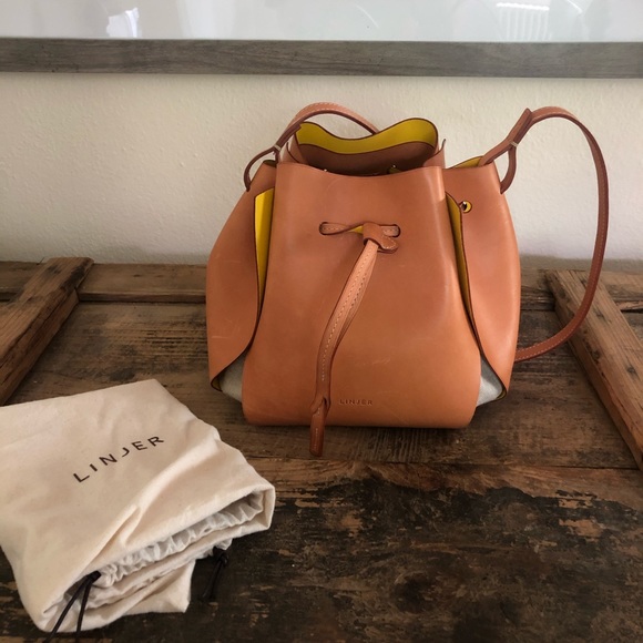 Yellow and Tan Crossbody Bag with Drawstring Closure - Picture 3 of 8